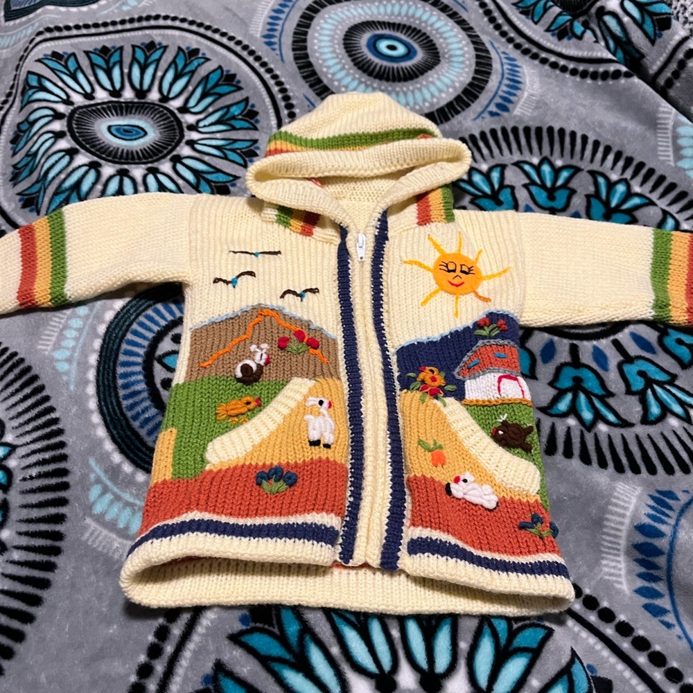 Super cute Peruvian llama zipper down jacket